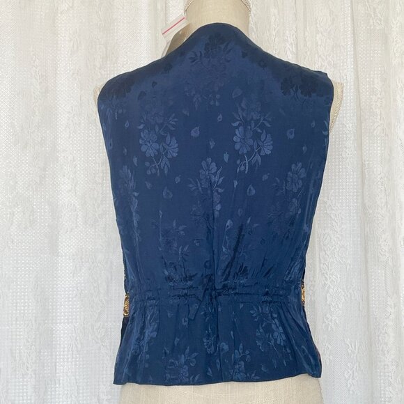 Vintage Rene Derhy Women's Vest Small Blue Patchwork Velvet Witchy Whimsigoth - Picture 3 of 6